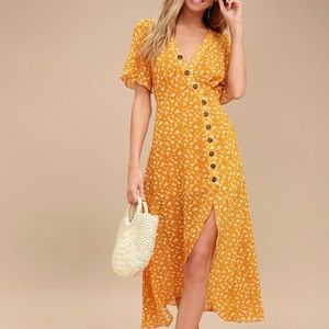 Lulus After-Bloom Golden Delight Dress (XS)